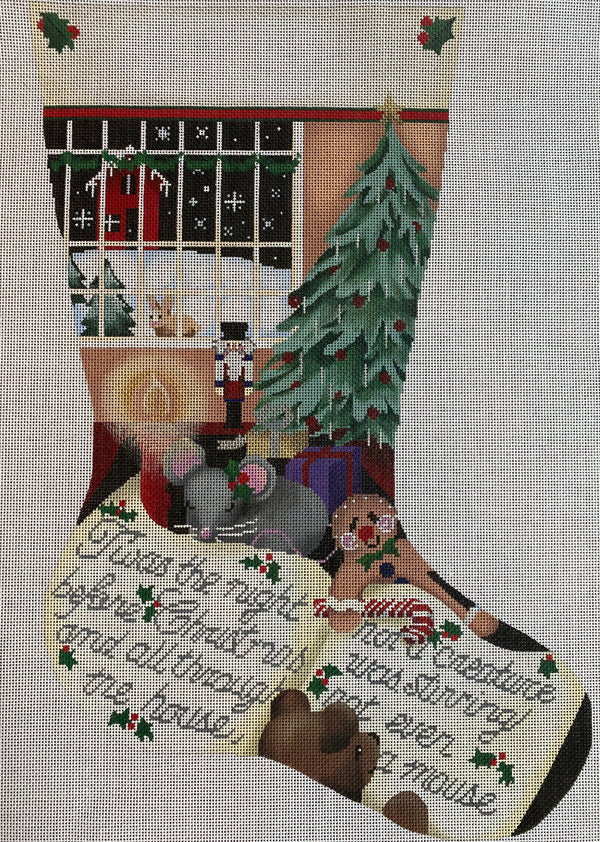 Needlepoint Handpainted Christmas Stockings Twas Night Associated Talents 24"