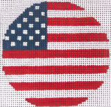 Needlepoint Handpainted Tina Griffin USA Flag Luggage Tag Insert 3"