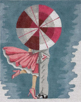 Needlepoint Handpainted Alice Peterson Umbrella Kisses 8x10