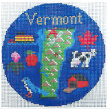 Needlepoint Handpainted Silver Needle Vermont Christmas 4.5"