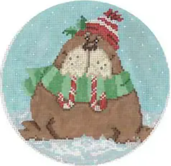 Needlepoint Handpainted Christmas CBK Walrus 5"