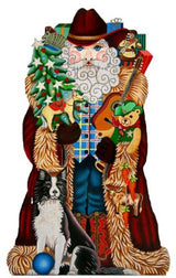 Needlepoint Handpainted Amanda Lawford Christmas Western Santa 15"