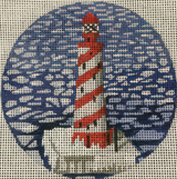 Needlepoint Handpainted Christmas Purple Palm White Shoals Light
