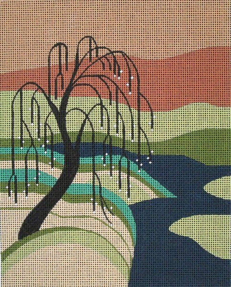 Needlepoint HandPainted JP Needlepoint Willow Tree 8x10