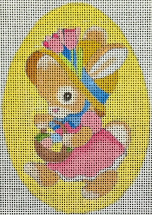 Needlepoint Handpainted Raymond Crawford Easter Egg Yellow 5"