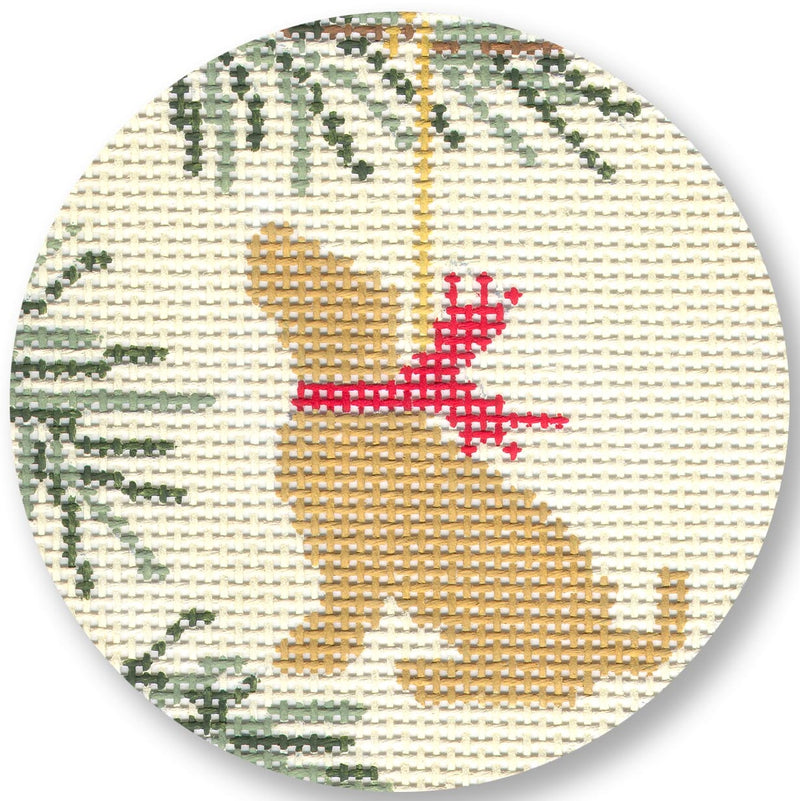 Needlepoint Handpainted CBK Christmas Yellow Lab 4"