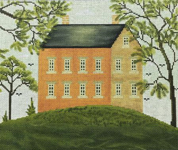 Needlepoint Handpainted Cooper Oaks Yellow Farmhouse 12x10