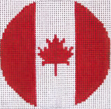 Needlepoint Handpainted Tina Griffin Canada Flag Luggage Tag Insert 3"