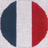 Needlepoint Handpainted Tina Griffin France Flag Luggage Tag Insert 3"