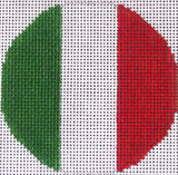 Needlepoint Handpainted Tina Griffin Italy Flag Luggage Tag Insert 3"