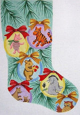 Needlepoint Handpainted Pooh in Balls Christmas Stocking