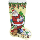 Needlepoint Handpainted Lee Christmas Stocking Santa with Kittens 23"