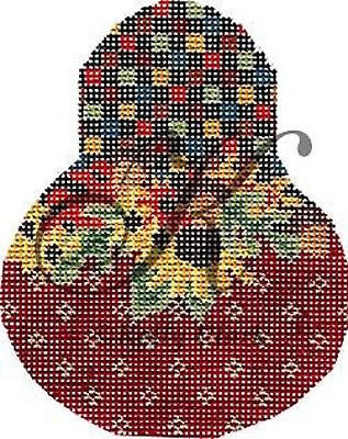Needlepoint Handpainted KELLY Clark Autumn Folk Art Pear w/Stitch Guide