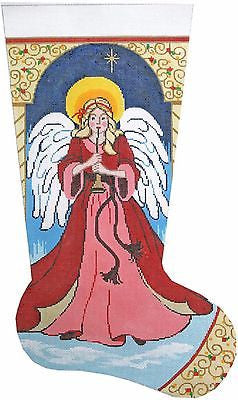 Needlepoint Handpainted Lee Christmas Stocking Angel with Horn