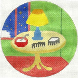 Needlepoint HandPainted Goodnight Moon Comb and Brush Silver Needle