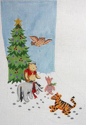 Needlepoint Handpainted Silver Needle Pooh and Friends Stocking
