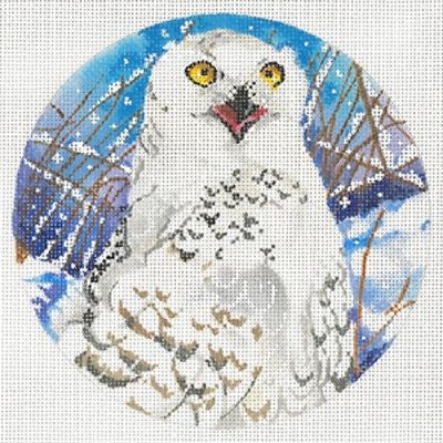 Needlepoint Handpainted Joy Juarez Snowy Owl 6"