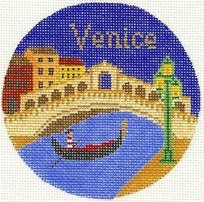 Needlepoint Handpainted Venice Christmas Silver Needle