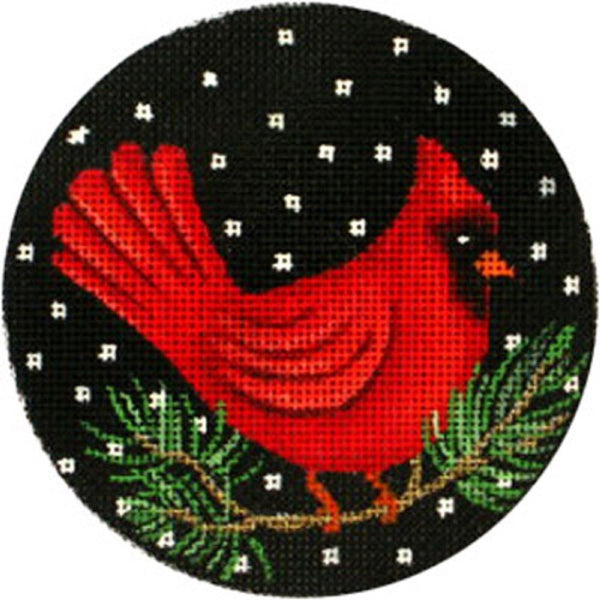 Needlepoint Handpainted Amanda Lawford Christmas Cardinal 4"