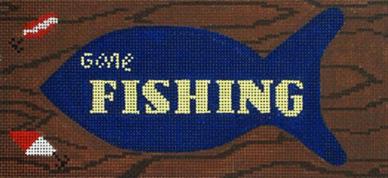 NEEDLEPOINT Handpainted Amanda Lawford GONE FISHING DC Designs 8x4
