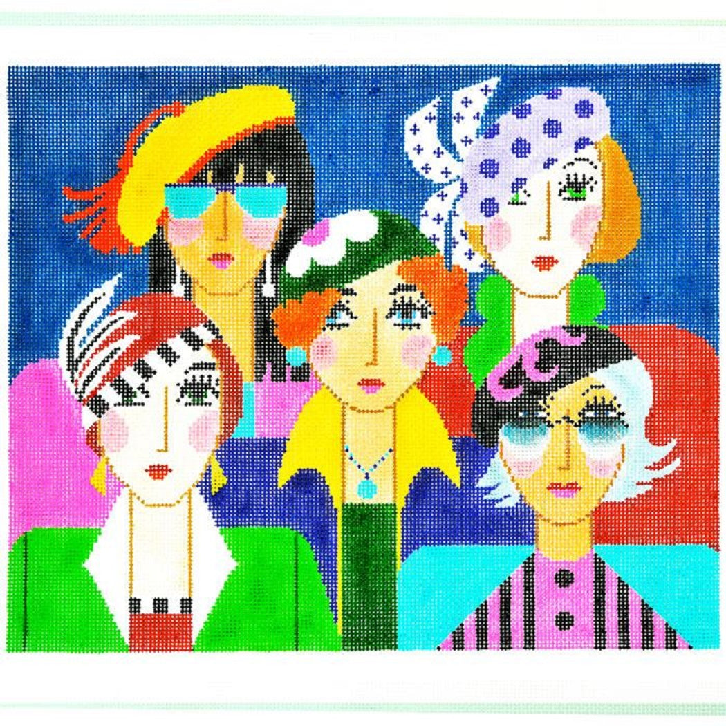 Needlepoint Handpainted Lee 5 Friends 10x8 CL Needlepoint