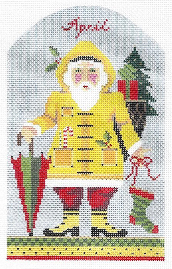 Needlepoint Handpainted Kelly Clark Christmas April Santa +SG