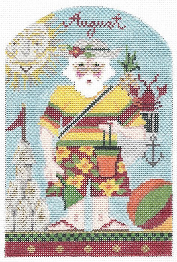 Needlepoint Handpainted Kelly Clark Christmas August Santa +SG