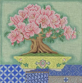 Needlepoint Handpainted Brenda Stofft Azalea Bonsai 12x12