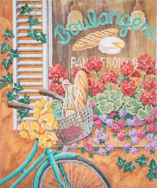 Needlepoint Handpainted Alice Peterson Bike in France 10x12
