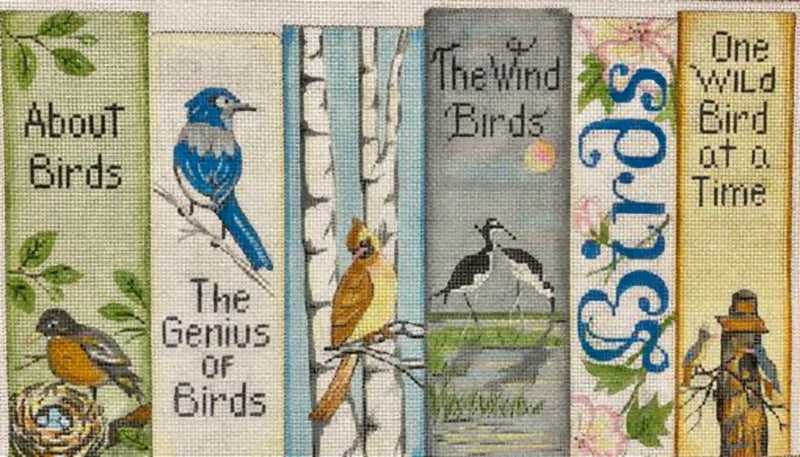 Needlepoint Handpainted Alice Peterson Bird Books 9x16
