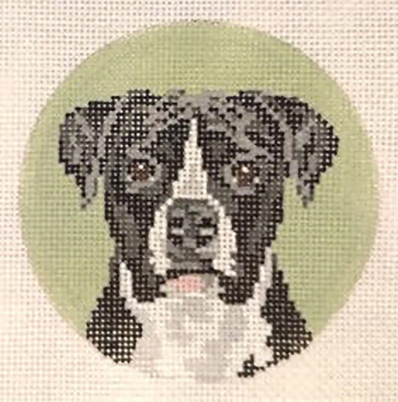 Needlepoint Handpainted Christmas Needle Crossings Black and White Boxer 4"