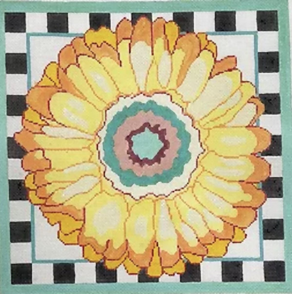 Needlepoint Handpainted Jean Smith Bold Yellow Daisy 14x14