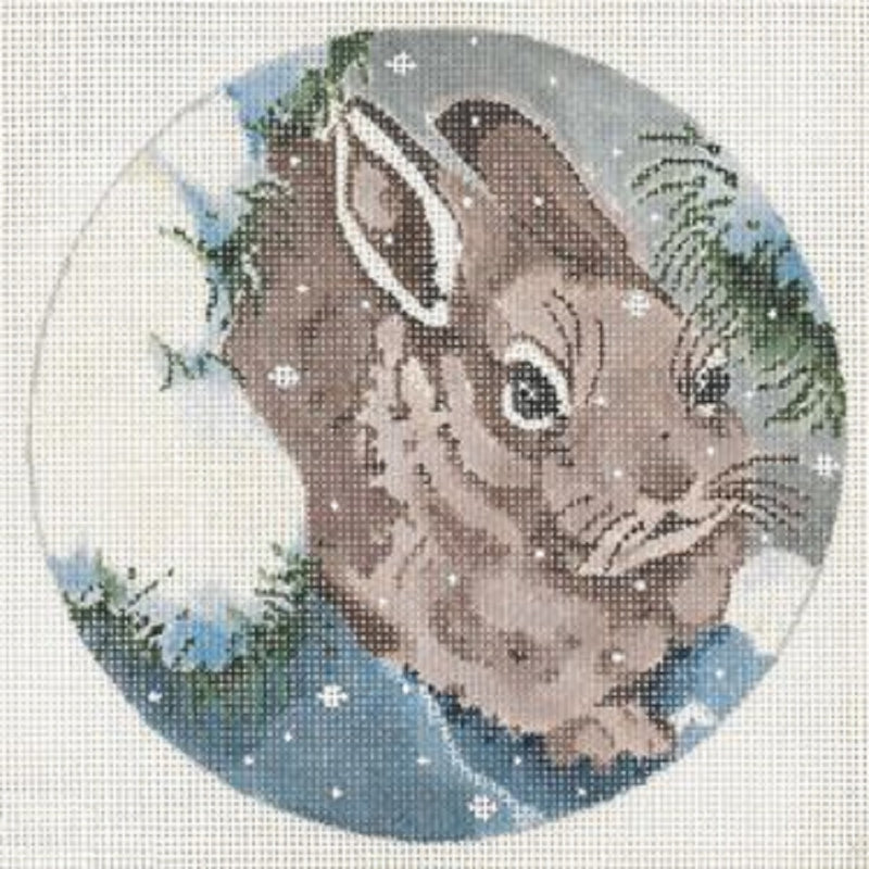 Needlepoint Handpainted Christmas Joy Juarez Brown Bunny 6"