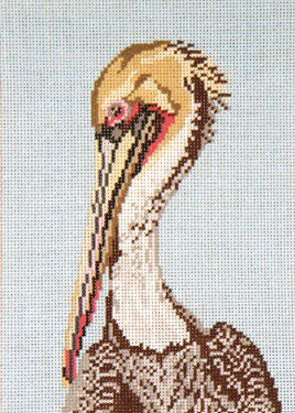 Needlepoint Handpainted Needle Crossings Brown Pelican Head 5x7