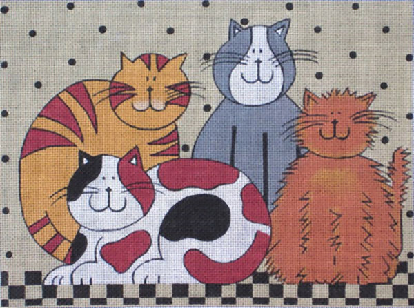 Needlepoint Handpainted Maggie Co Cats 7x10