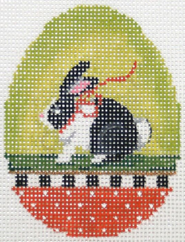 Needlepoint Handpainted Kelly Clark EASTER Egg Chartreuse Bunny 3x3