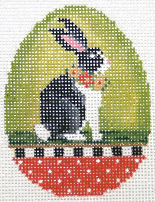 Needlepoint Handpainted Kelly Clark EASTER Egg Mama Rabbit 3x3