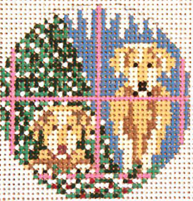 Needlepoint Handpainted Christmas Labs Needle Crossings 3"