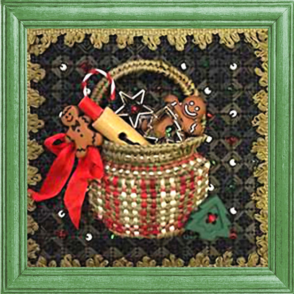 Needlepoint Kelly Clark Christmas Baking Basket Kit w/Stitch Guide
