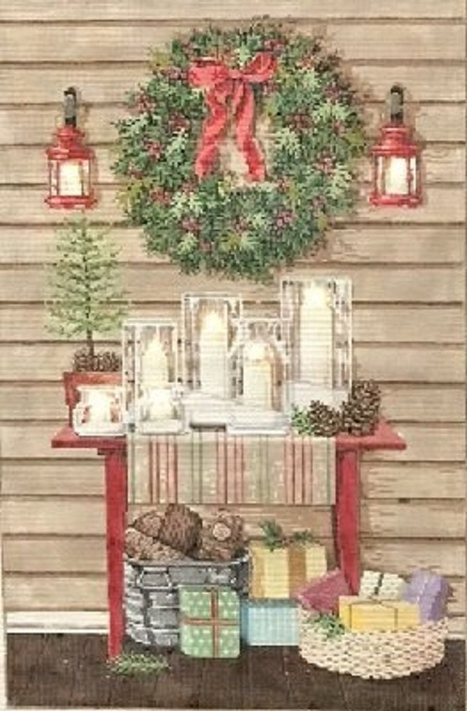 Needlepoint Handpainted SANDRA GILMORE Christmas Glow 13x20