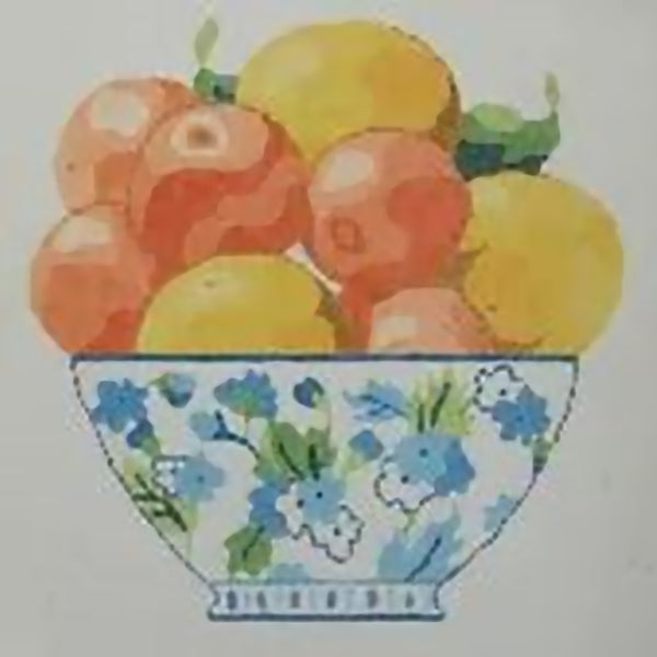 Needlepoint Handpainted Jean Smith Citrus in Bowl 14x14