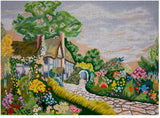Needlepoint Handpainted JP Needlepoint Cottage and Flowers 13x18