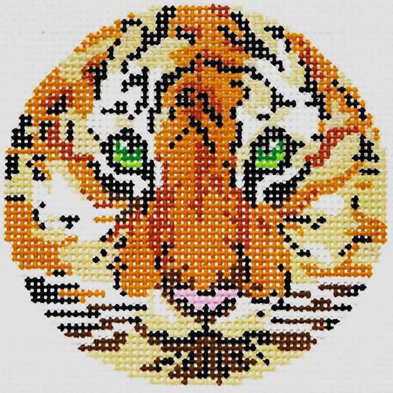 Needlepoint Handpainted Lee BJ Canvas Tiger Cub 3"