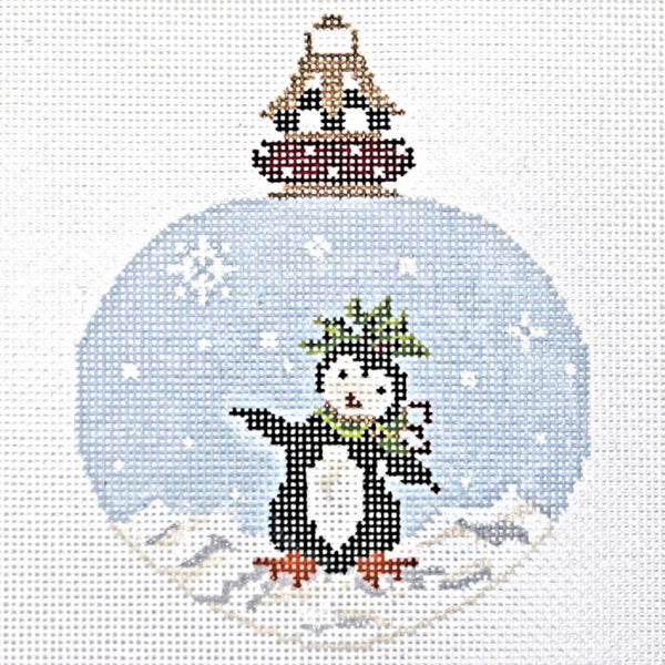 Needlepoint Handpainted Kelly Clark Christmas Dancing Penguin