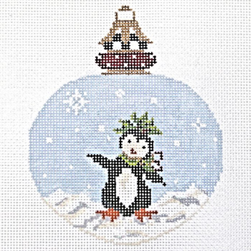 Needlepoint Handpainted KELLY CLARK Christmas Dancing Penguin Ornament