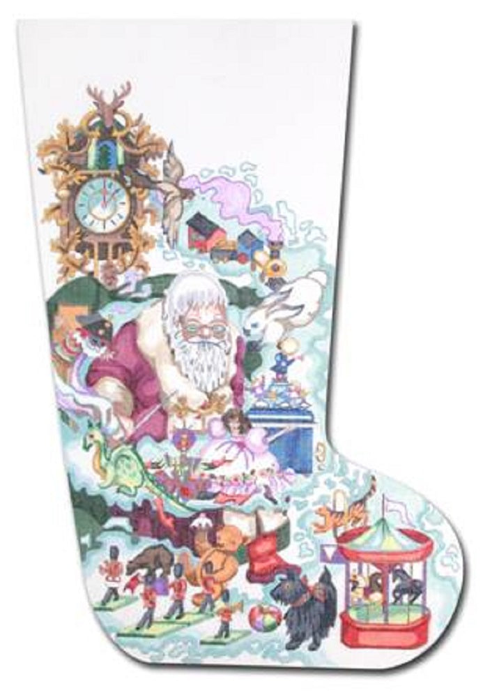 Needlepoint Handpainted CBK Christmas Stocking Dreaming Santa