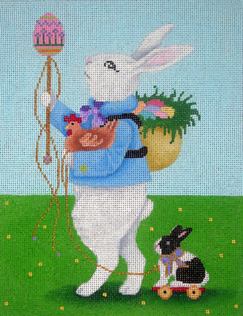 Needlepoint Handpainted Brenda Stofft Easter Bunny 7x9