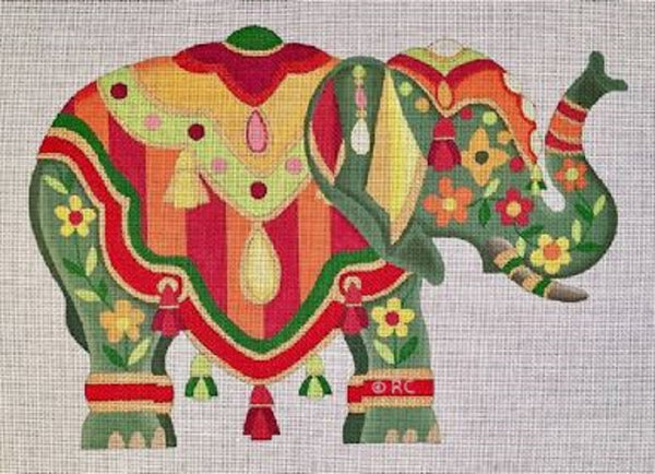 Needlepoint Handpainted Raymond Crawford Exotic Elephant #1