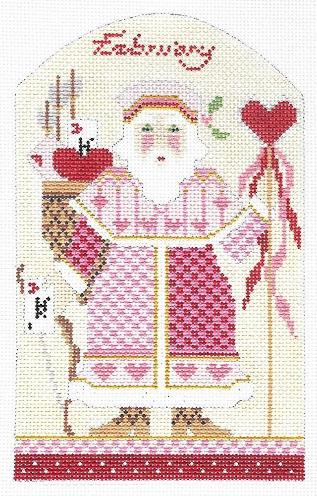 Needlepoint Handpainted Kelly Clark Christmas February Santa +SG