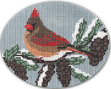 Needlepoint Handpainted Christmas CBK Cardinal Female 5x4